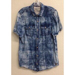 Buffalo David Bitton Mens Medium Button Down Shirt Short Sleeve Tie Dye